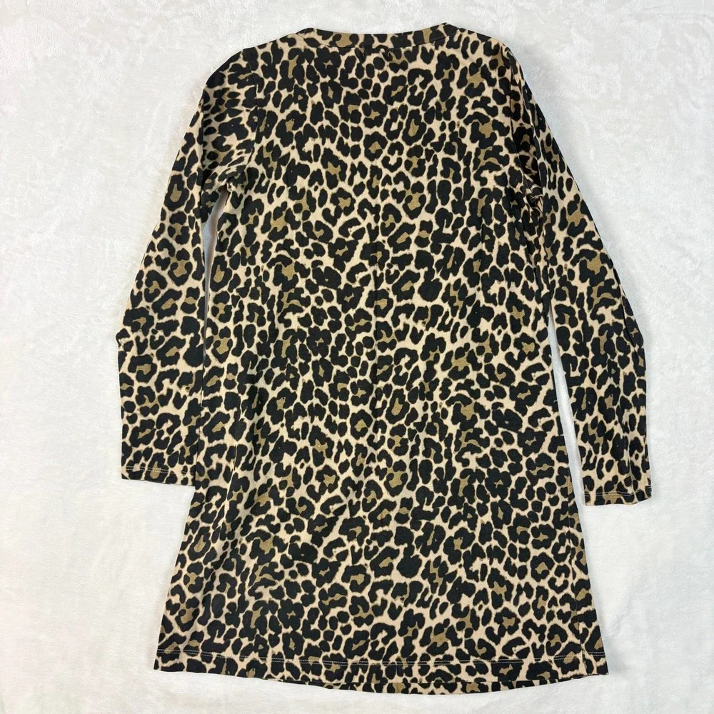 Crewcuts Leopard Print Dress Kids Size 12 Tan Black Excellent Cotton Pockets